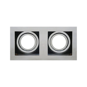 Adjustable Double Square Aluminum Downlight Frame 9x17cm Silver