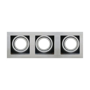 Adjustable Triple Square Aluminum Downlight Frame 9x25cm Silver